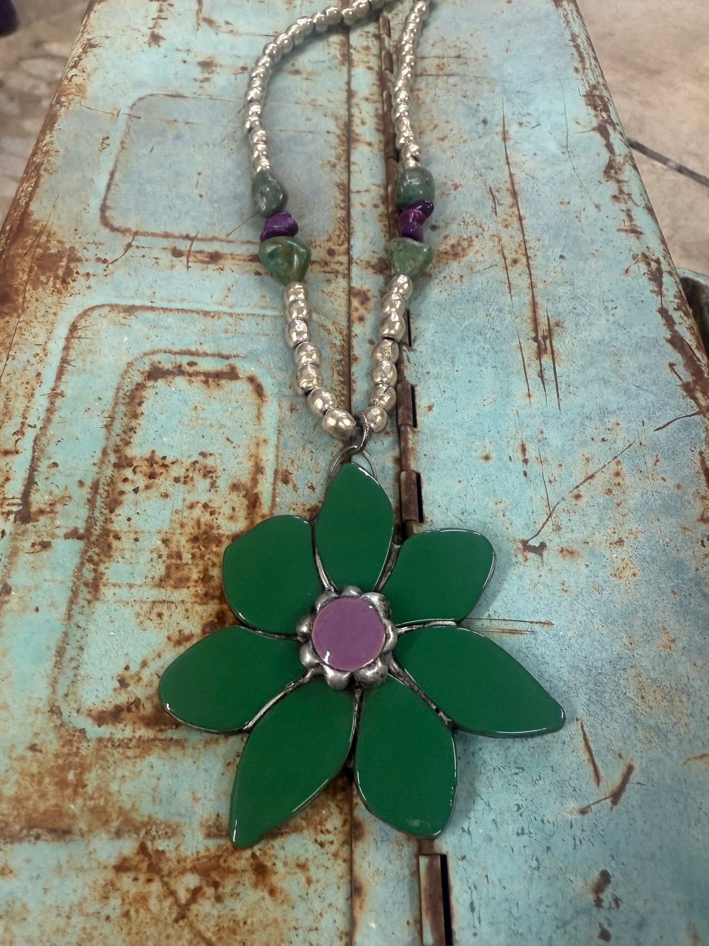 Dark Green Flower Necklace