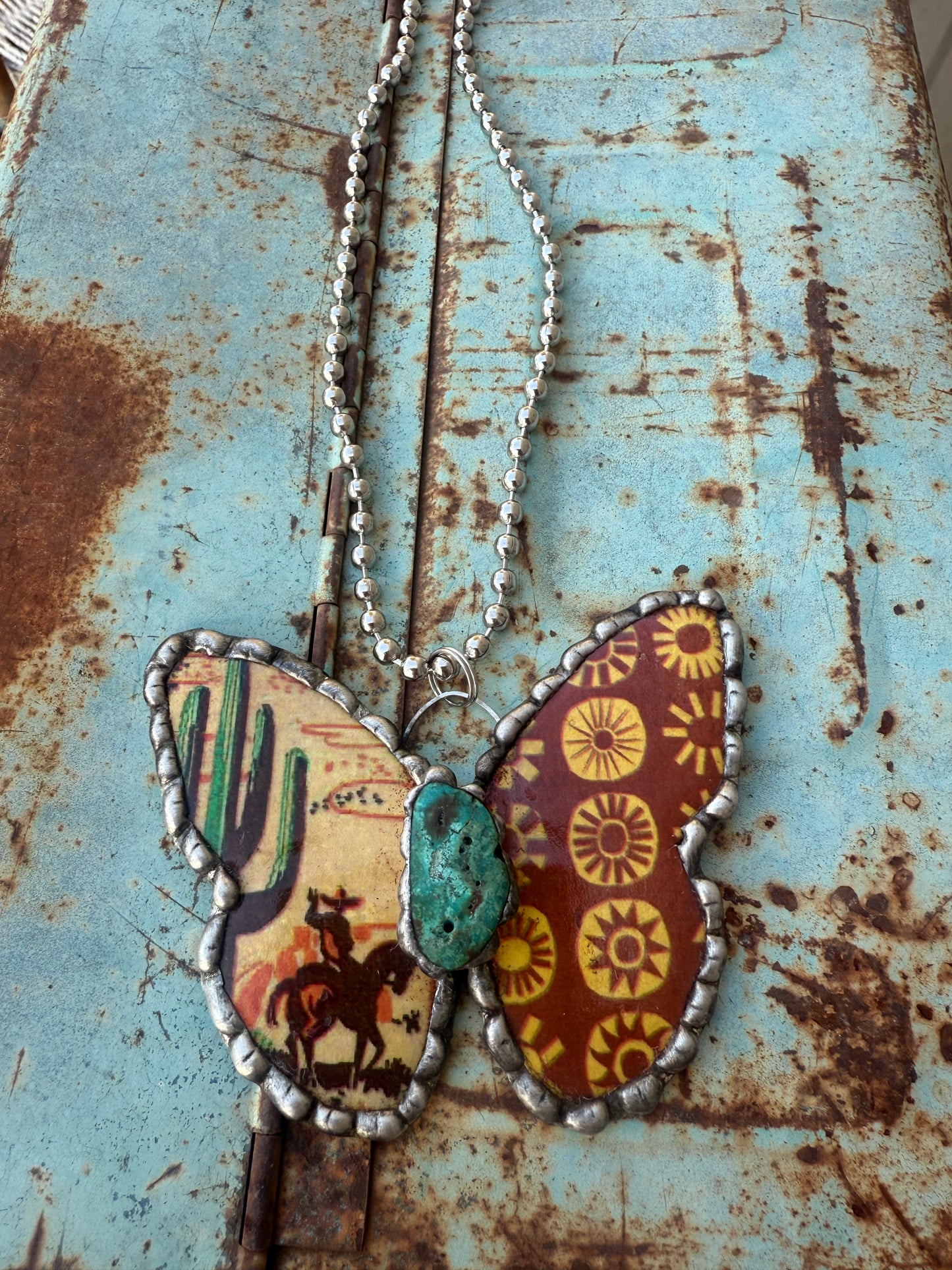 Cactus Cowboy Butterfly Necklace