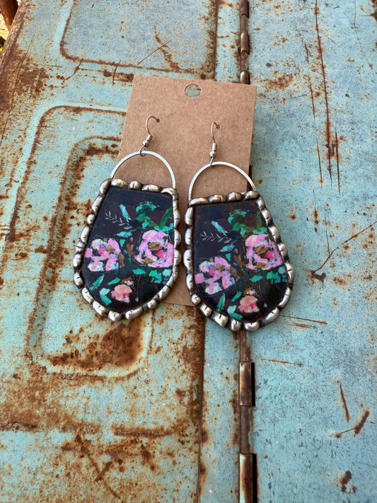 Brown Floral Earrings