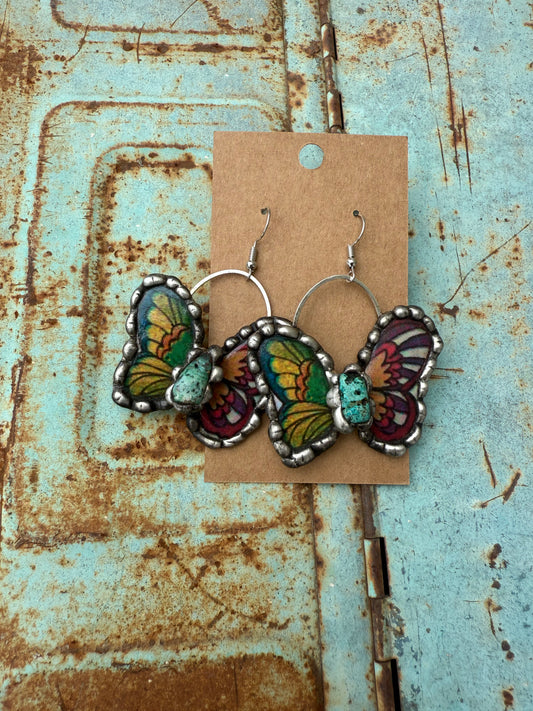 Butterfly Green/Brown Earrings