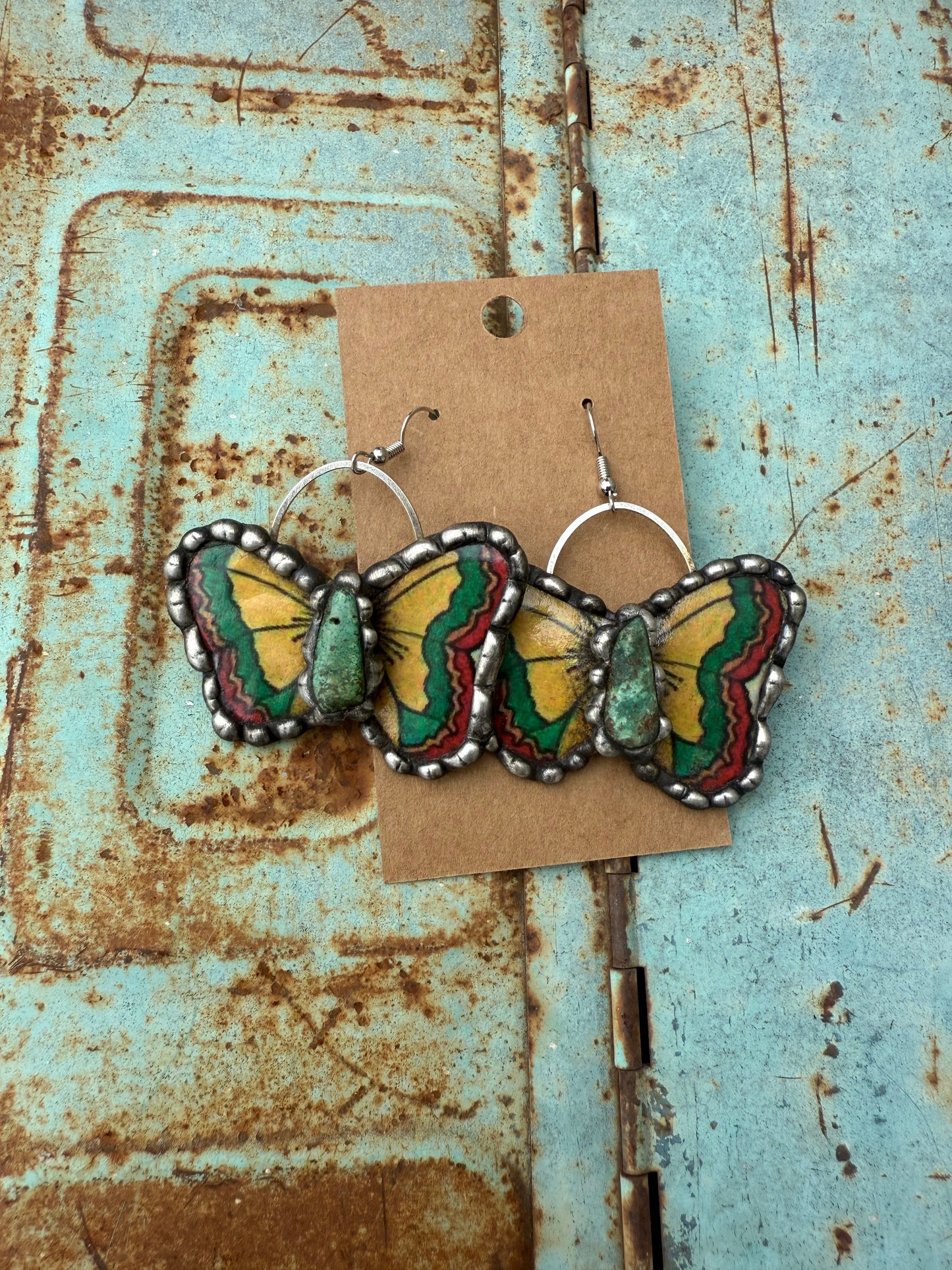 Butterfly Yellow & Green Earrings