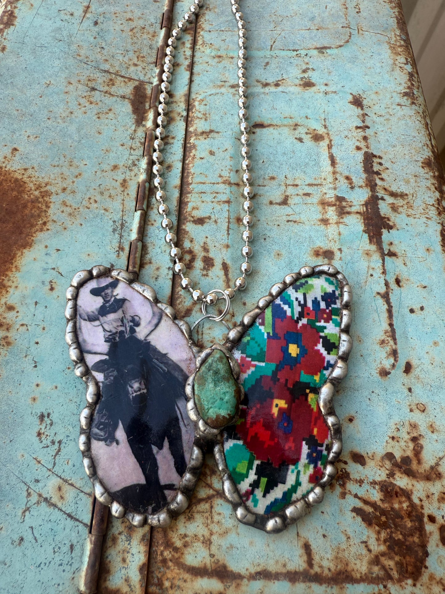 Cowboy Rose Butterfly Necklace