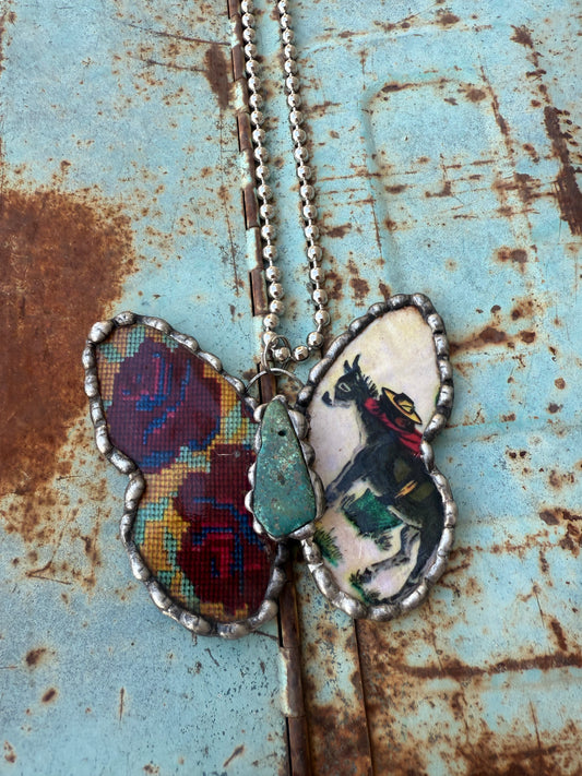 Siesta on a Burro Butterfly Necklace